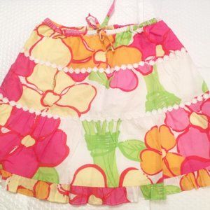 Lilly Pulitzer Floral Flounce Girl 10 Linen Skirt